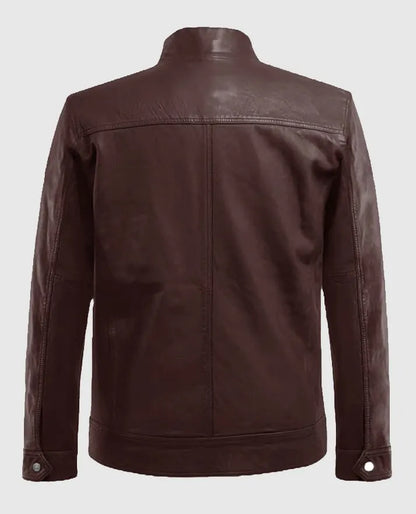 Thunder Storm Burgundy Biker Brown Leather Jacket for Men