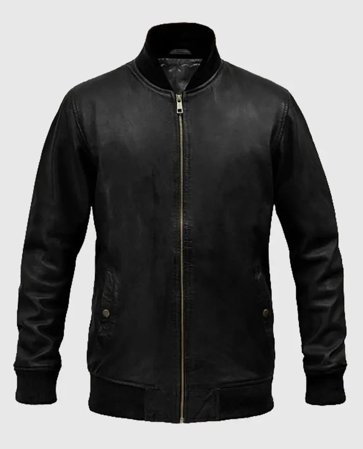 Tom Cruise Leather Black Bomber Jacket