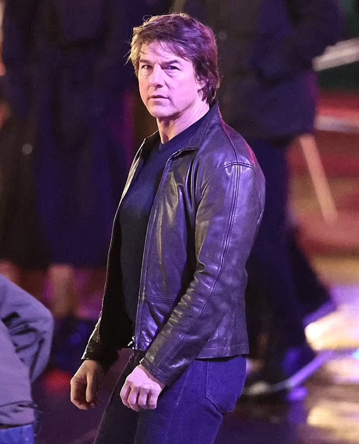 Tom Cruise Mission Impossible 8 Leather Black Jacket