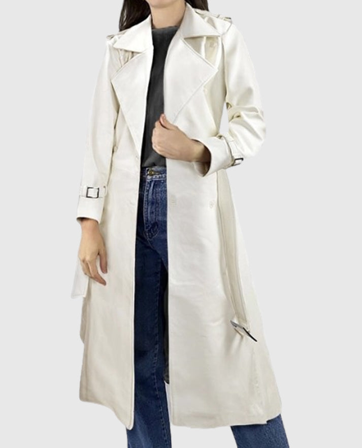 Vanessa Kirby Mission Impossible Fallout Off-White Leather Coat