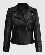Victoria Justice Quilted Black Biker Leather Jacket