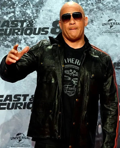Vin Diesel Fast & Furious 8 Black Leather Jacket