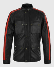 Fast & Furious 8 Vin Diesel Red Stripes Leather Jacket
