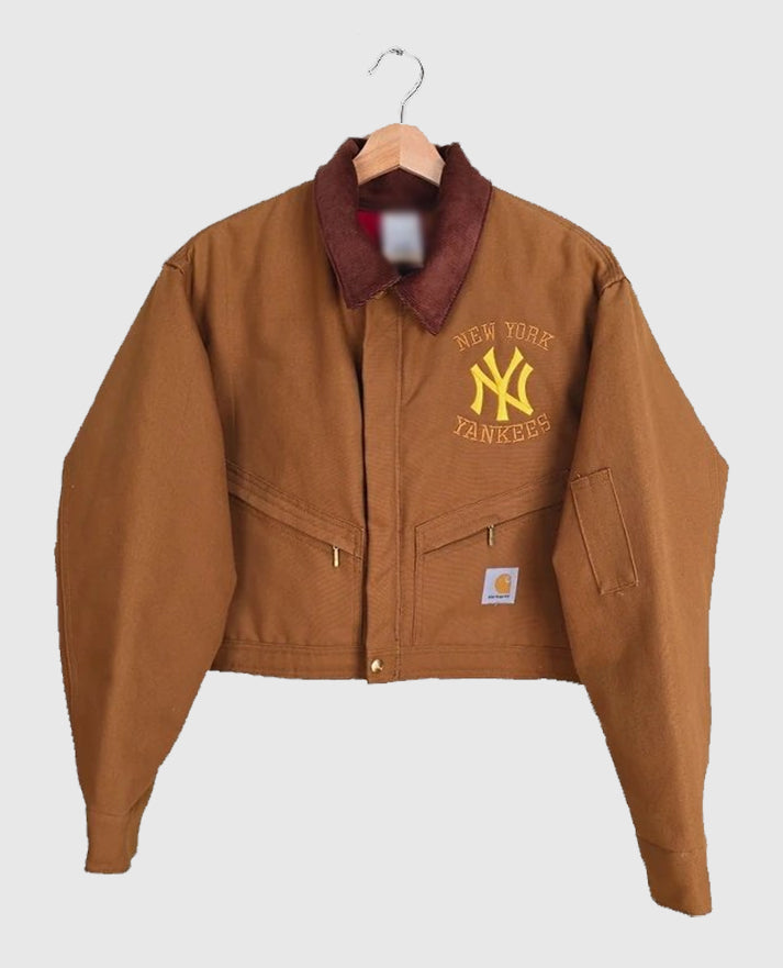 Vintage Carhartt x NY Yankees Brown Crop Jacket