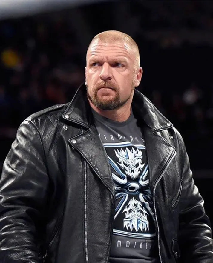 WWE Triple H Black Leather Jacket
