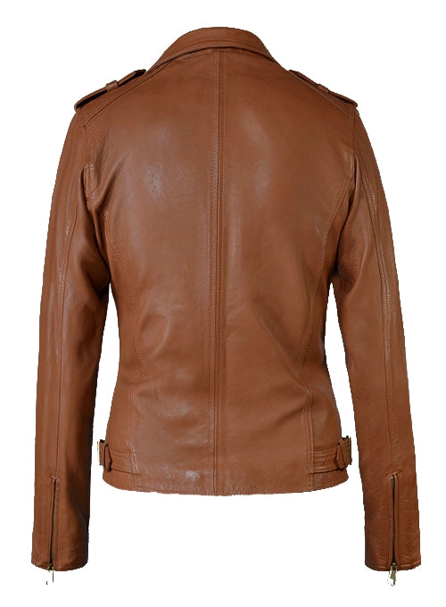 Women's Biker Brown Leather Jacket
