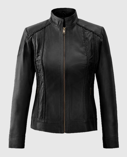 Women's Black Clova Leather Jacket