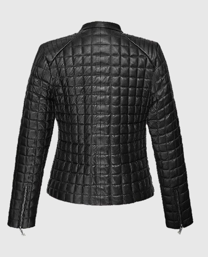 Women's Black Quilted  Leather Jacket