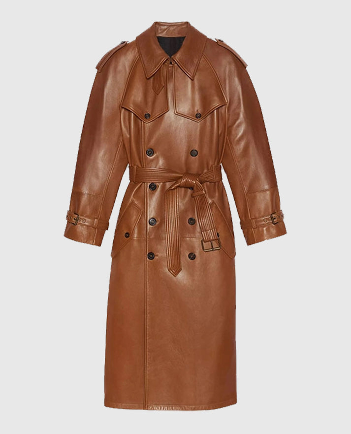 Women's Brown Long Ivy Leather Coat