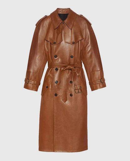 Women's Brown Long Ivy Leather Coat