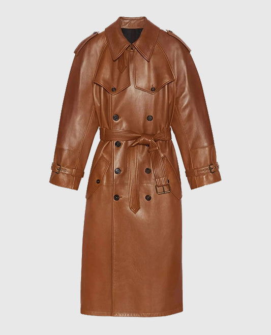 Women's Brown Long Ivy Leather Coat