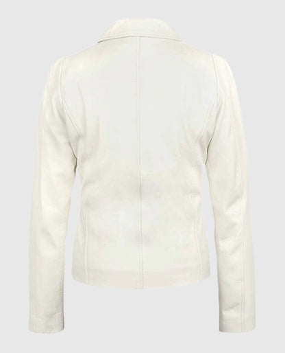 Women's  Shirt-Style Off-White Leather Jacket