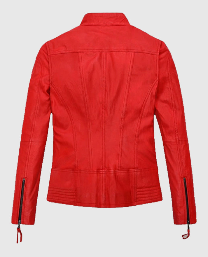 Women's Washed and Wax Red Leather Jacket