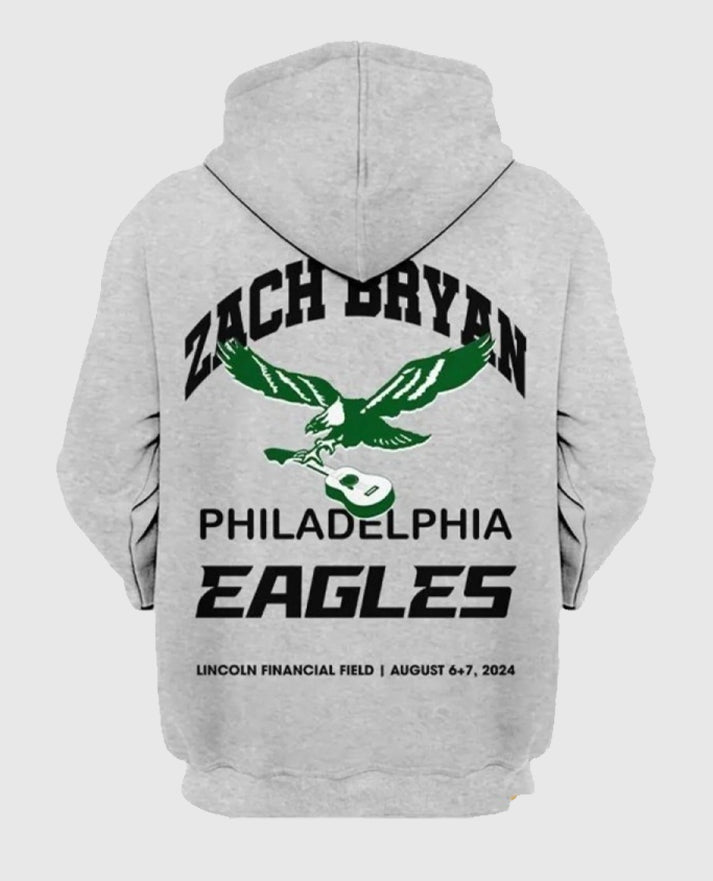 Zach Bryan Gray Eagles Pullover Hoodie