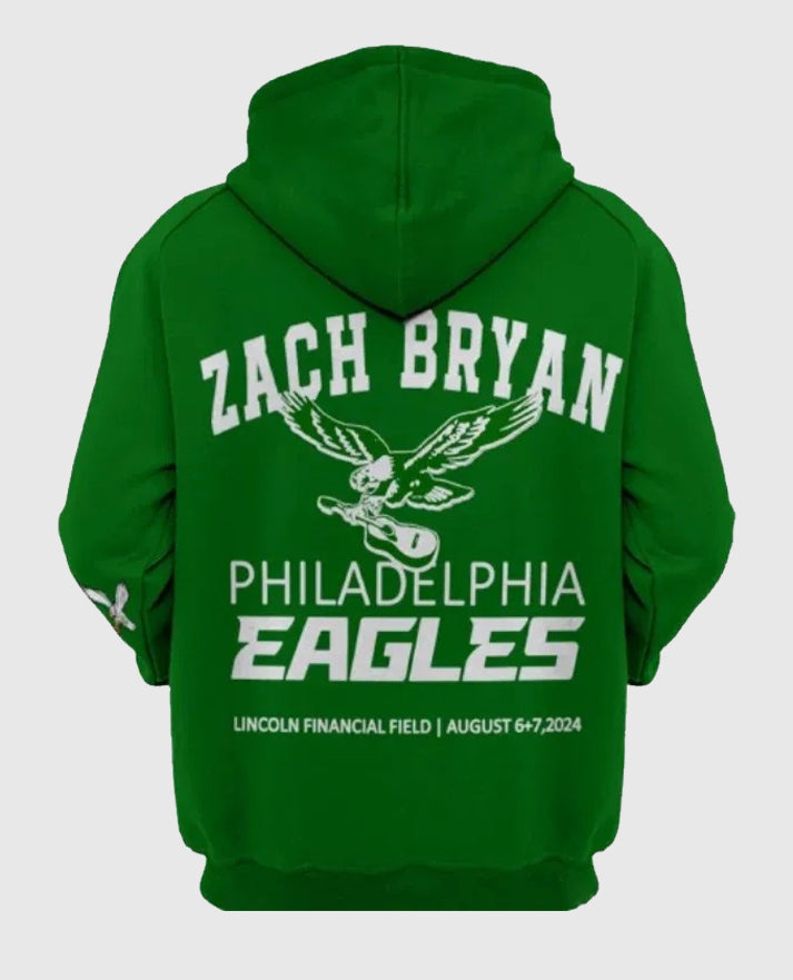Zach Bryan Green Eagles Pullover Hoodie